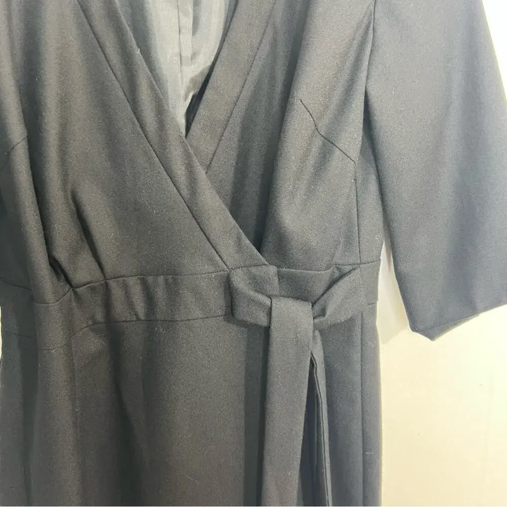 J. Crew Wool Fit and Flare Wrap Style Black Dress Size 6 NWT